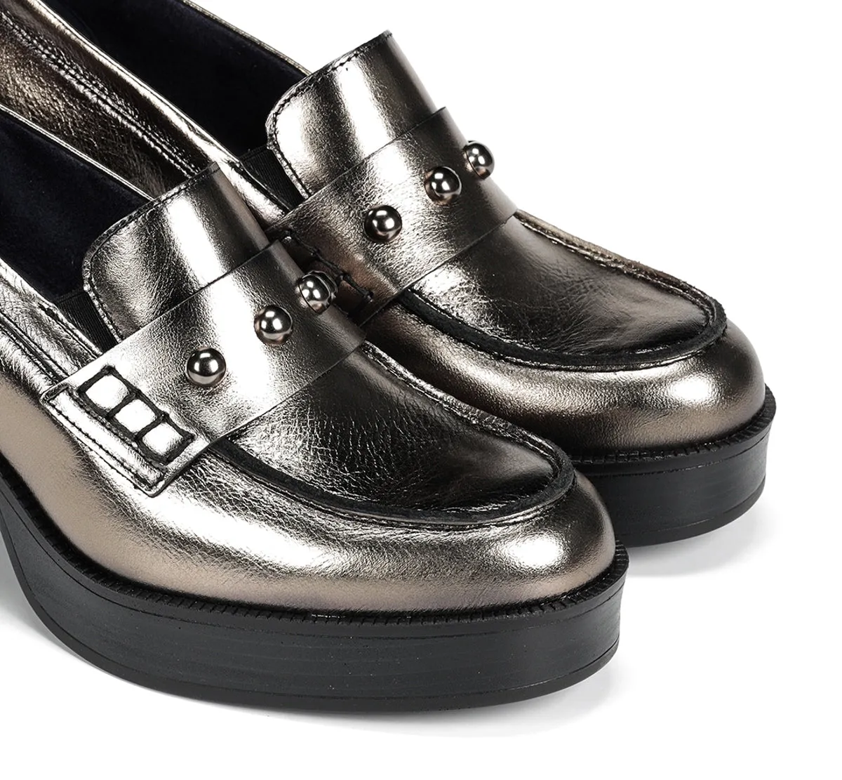 Fluchos Bowy D9586 mocassini donna argento tacco