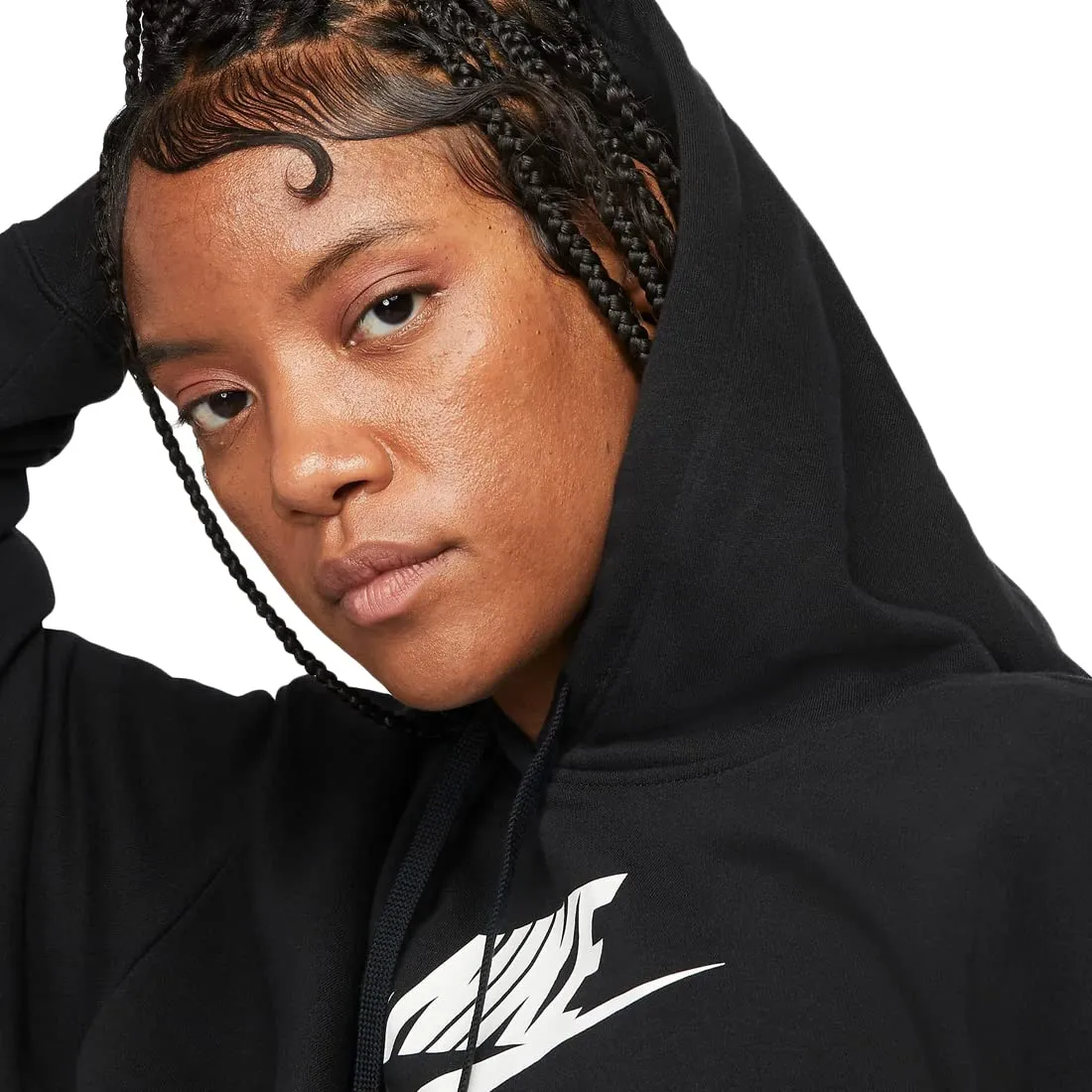Nike NSW Club Fleece GX Crop felpa donna L nera cappuccio