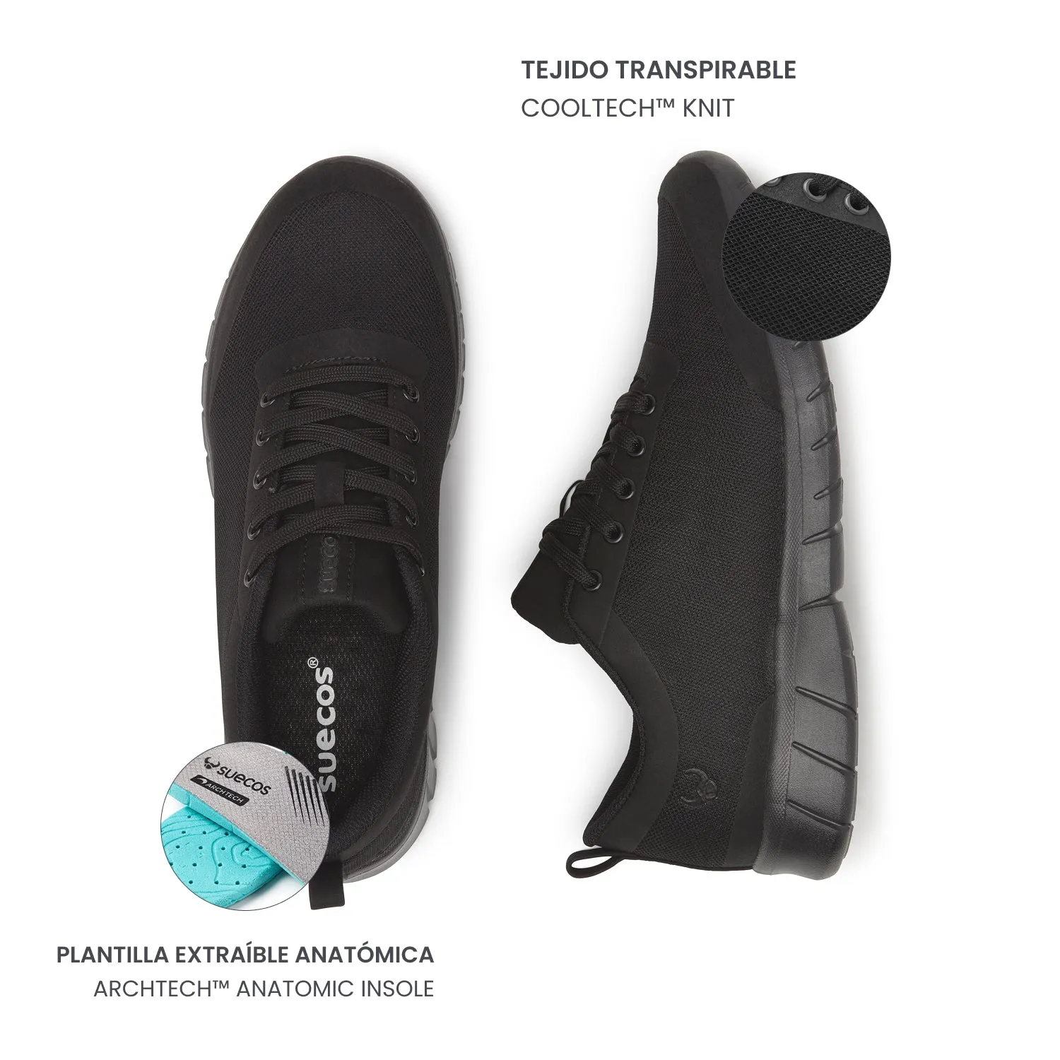 Suecos Alma Classic Scarpe Nere Antiscivolo