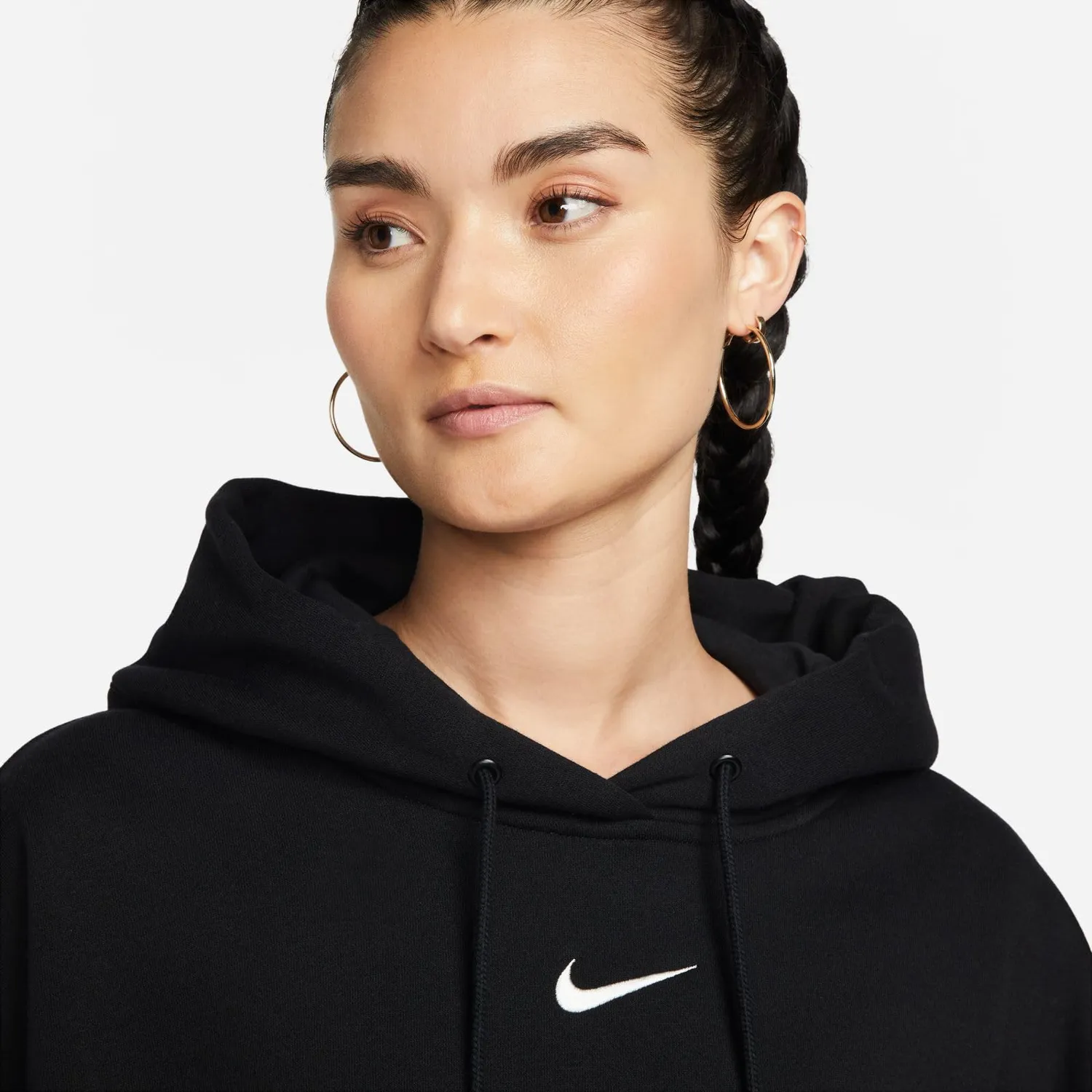 Nike Phoenix Fleece felpa cappuccio donna L nera