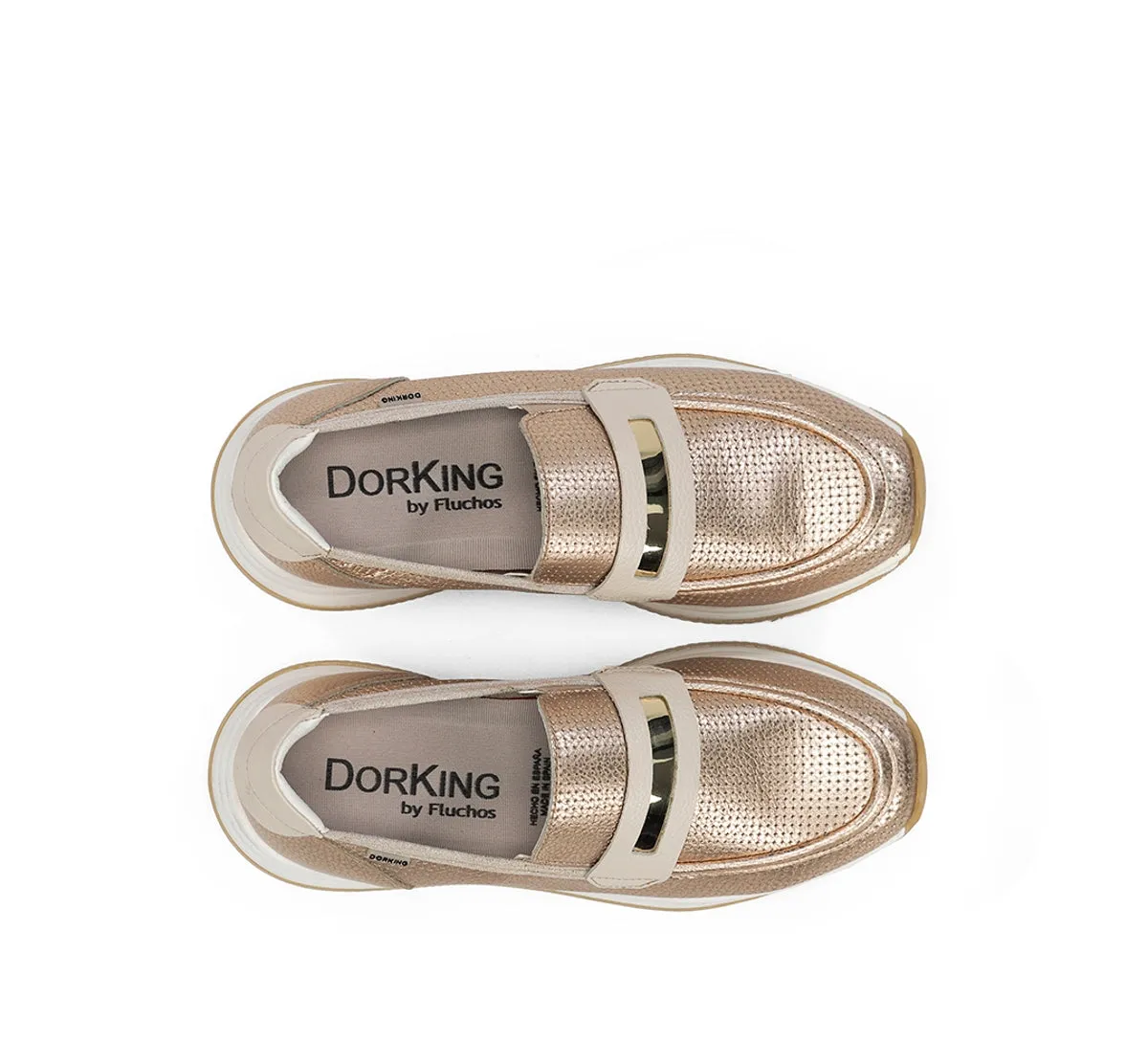 Fluchos Draz D9243 mocassini donna oro con zeppa