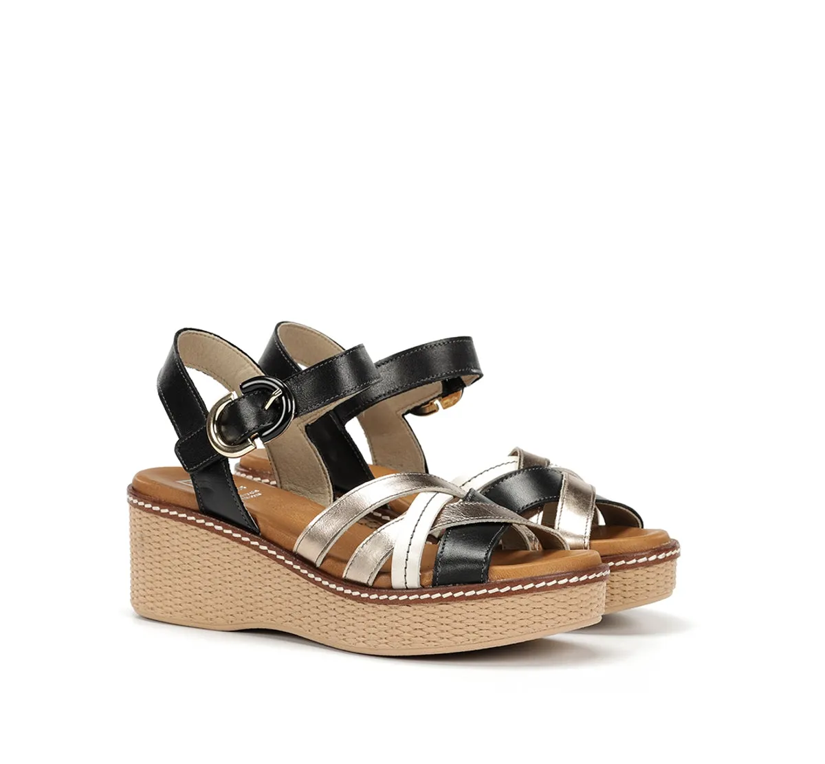 Fluchos Nido D9639 sandali donna neri zeppa