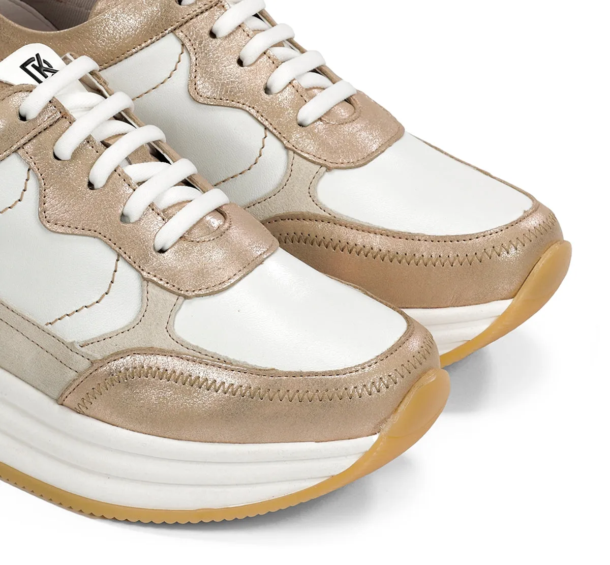 Fluchos Draz D9436 sneakers donna oro con zeppa