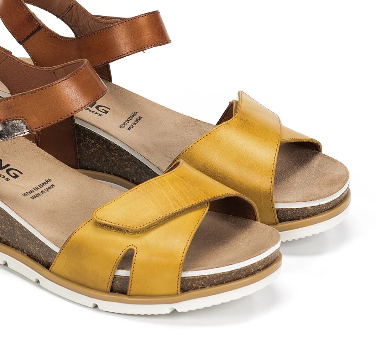 Fluchos Gold D9512 sandali zeppa donna gialli
