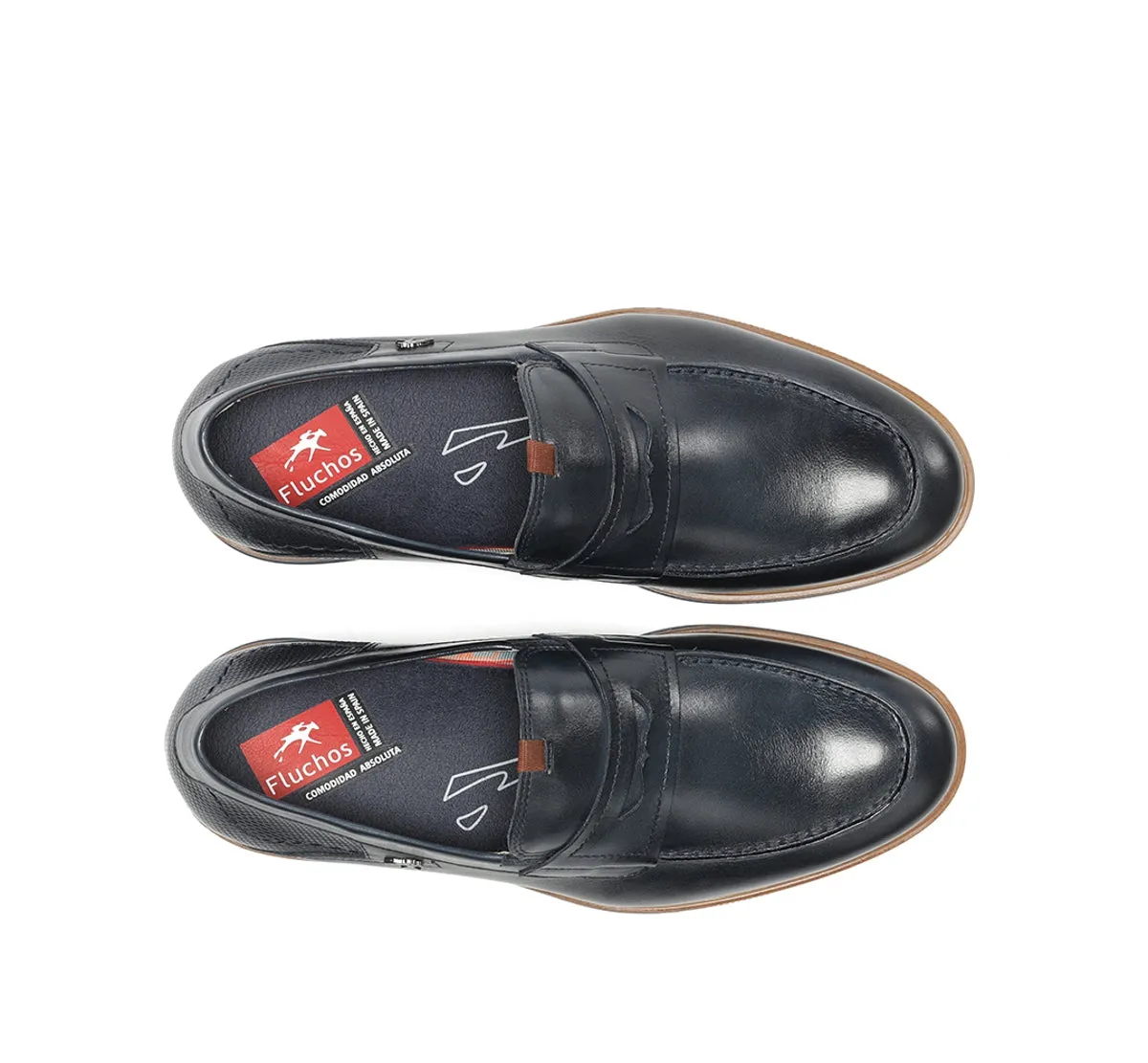 Fluchos Tristan F1747 mocassino uomo blu pianta ampia