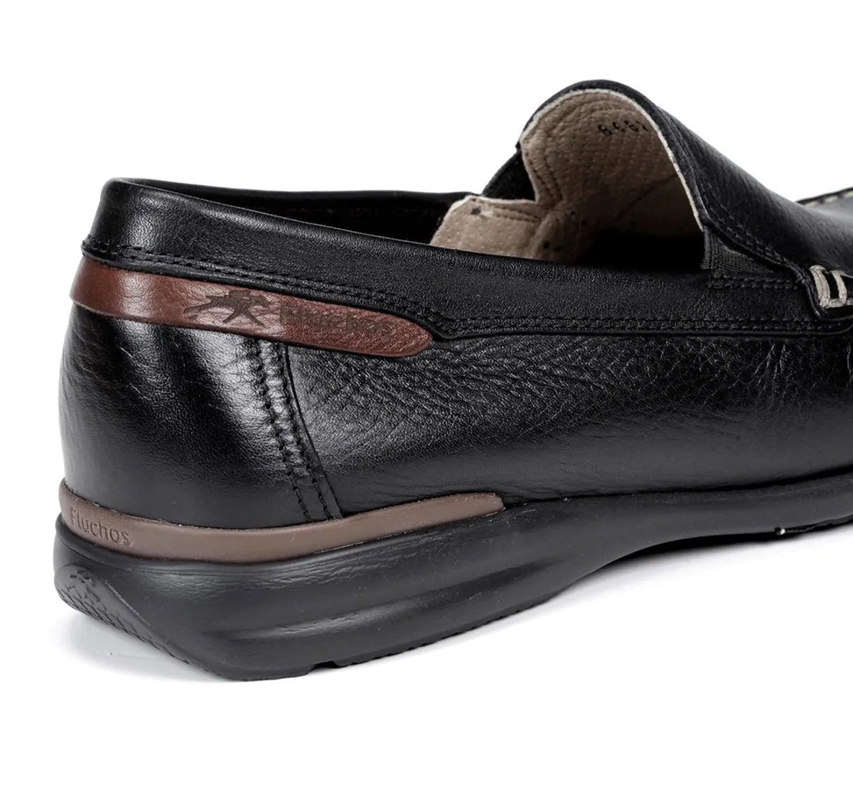 Fluchos Orion 8682 Mocassini Uomo Nero Pelle Morbida