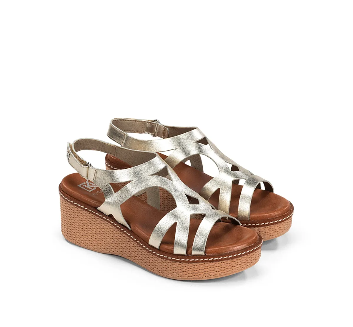 Dorking Nido D9451 sandalo donna oro zeppa espadrillas