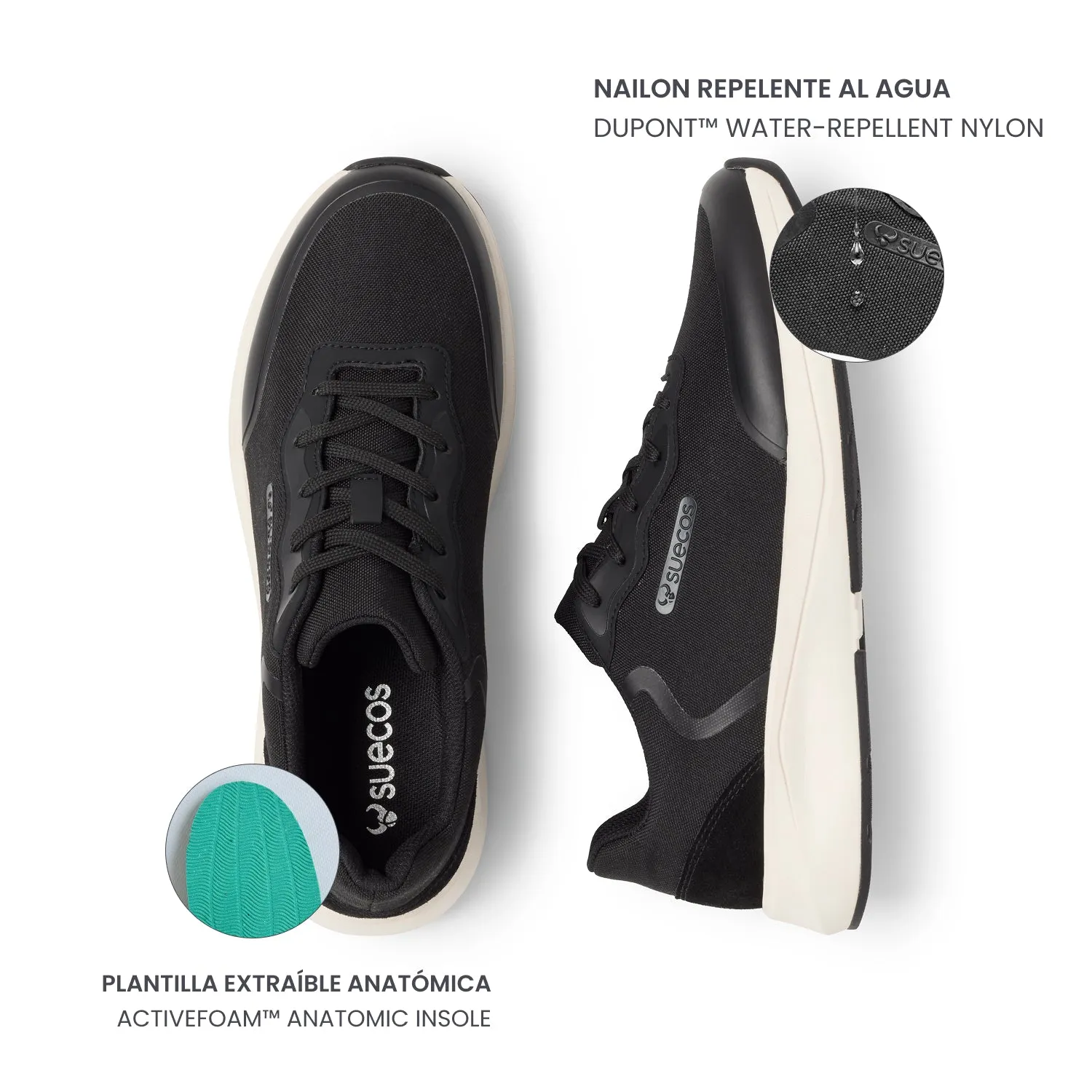 Suecos Vinter scarpe nere bianche idrorepellenti
