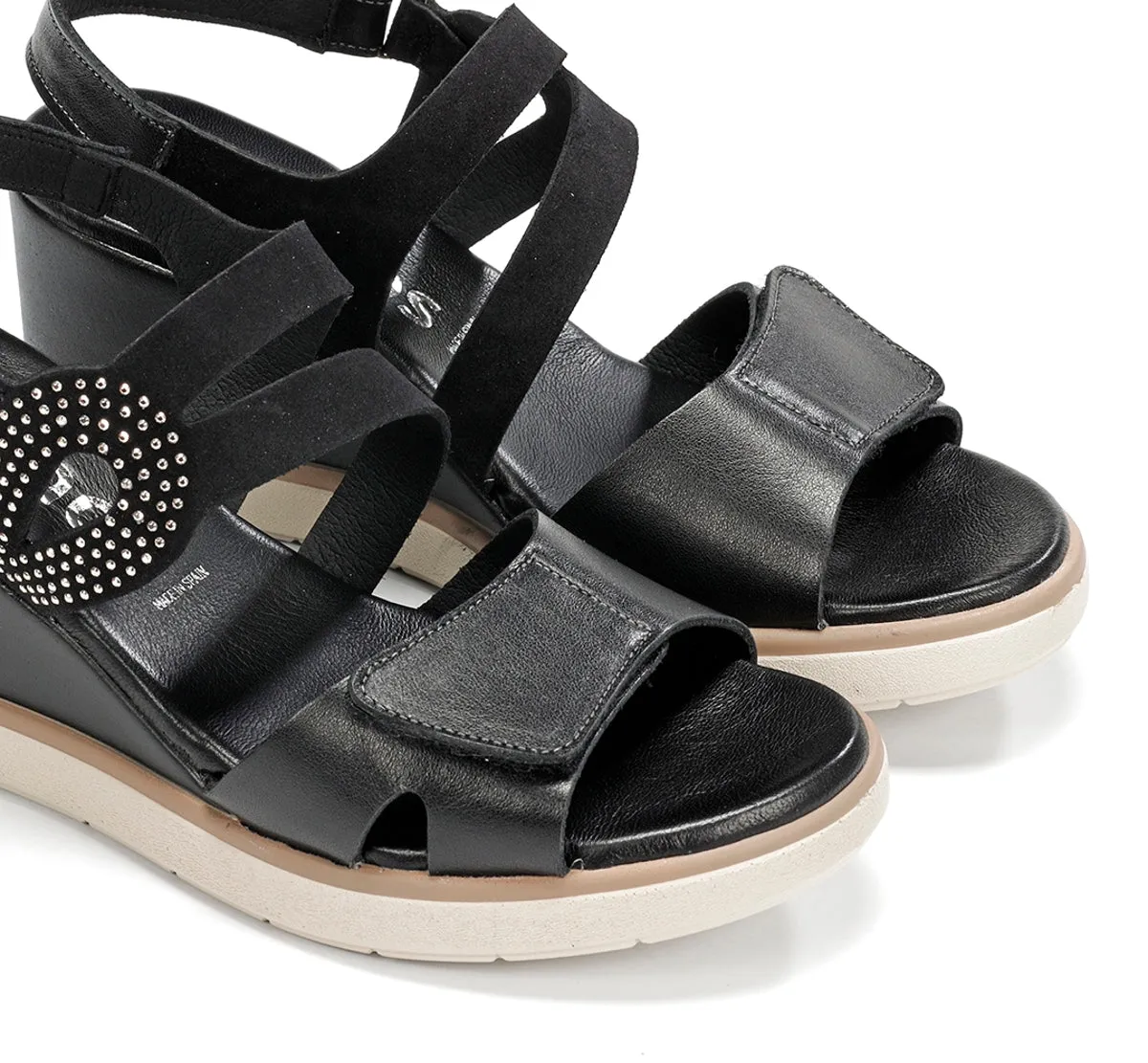 Fluchos Smash F2169 sandali donna neri zeppa
