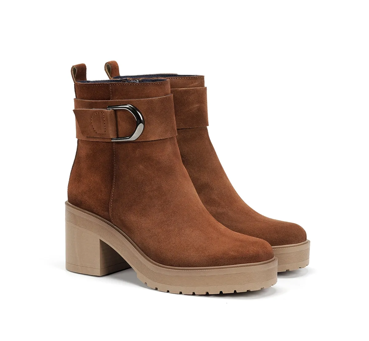 Fluchos Sarah D9573 tronchetti donna marroni tacco