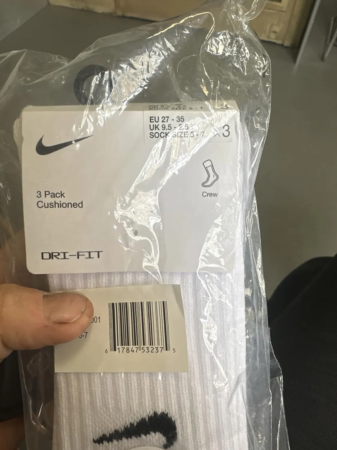 Nike Socks calze sportive unisex 3 paia cotone bianche