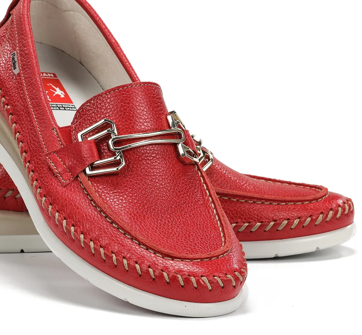 Fluchos Sella F2141 mocassini donna rossi zeppa