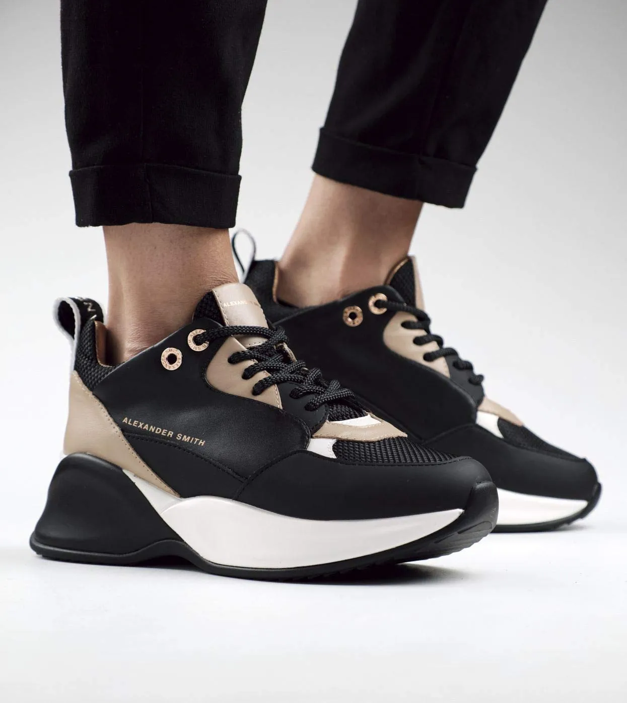 Alexander Smith London Eye Black Nude sneakers donna 50mm