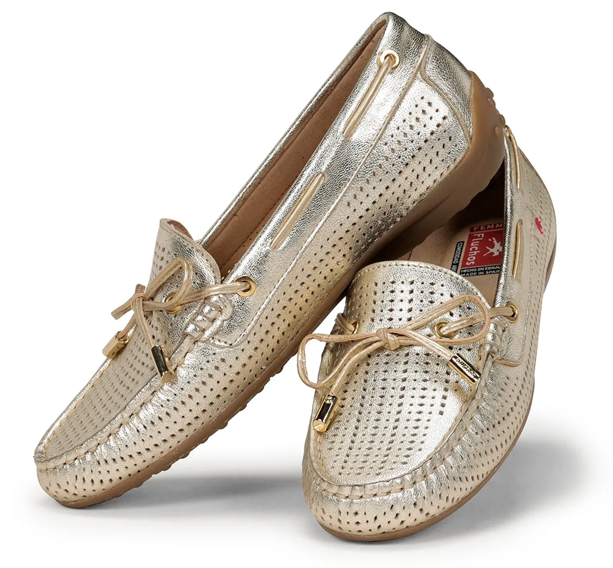 Fluchos Bruni F1428 mocassini donna dorati pelle
