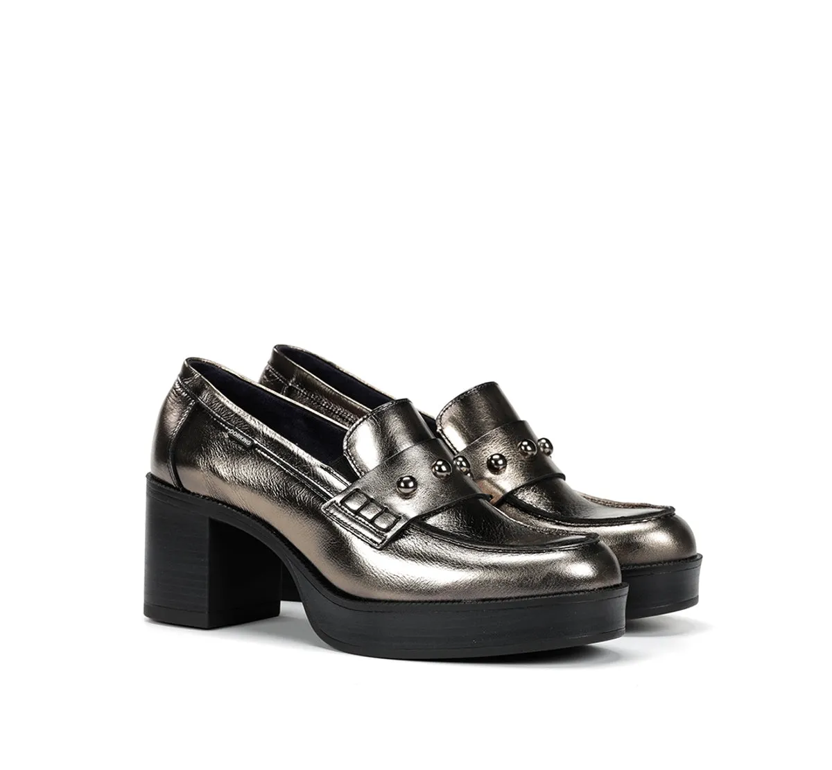 Fluchos Bowy D9586 mocassini donna argento tacco