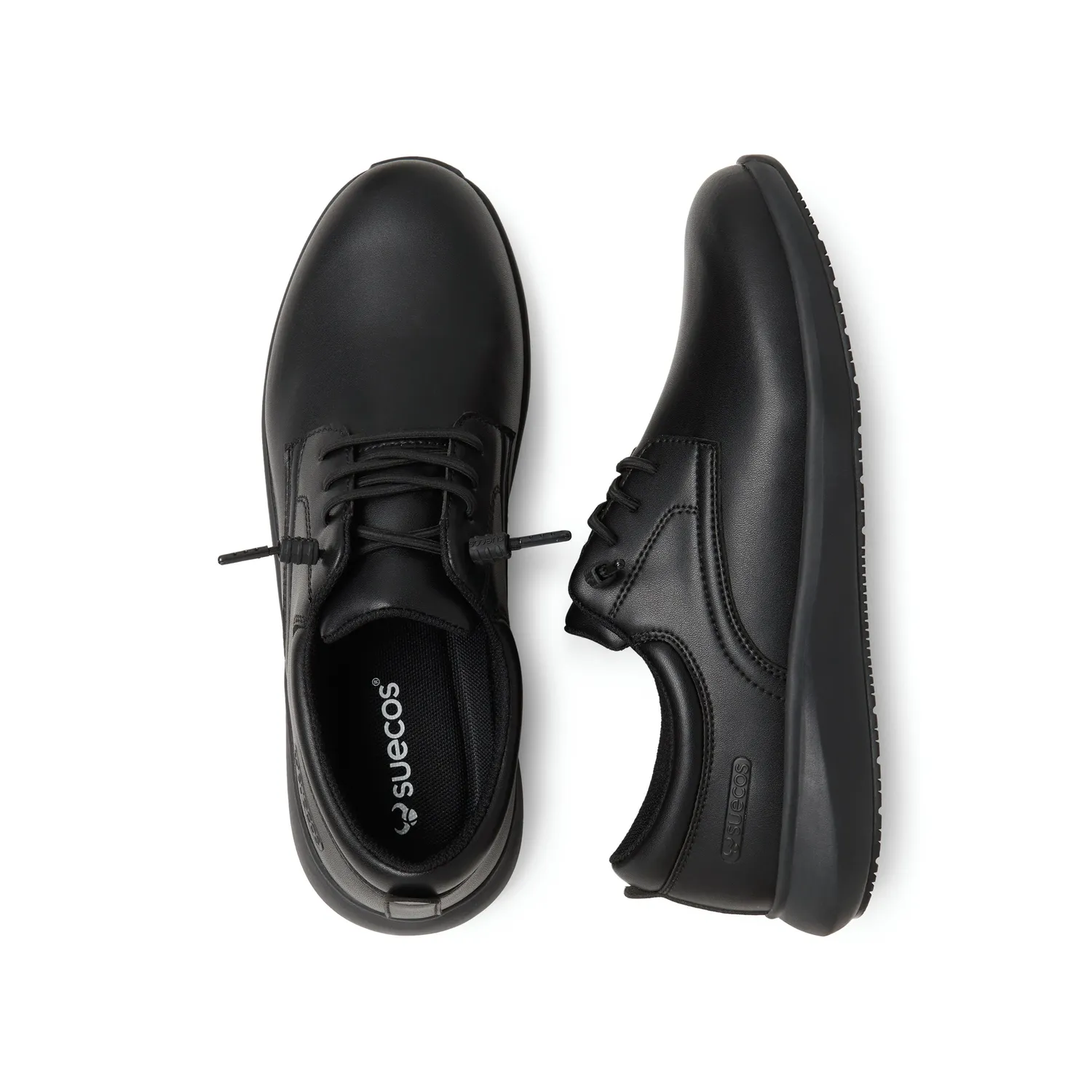 Suecos Skog scarpe lavoro nere stringhe elastiche