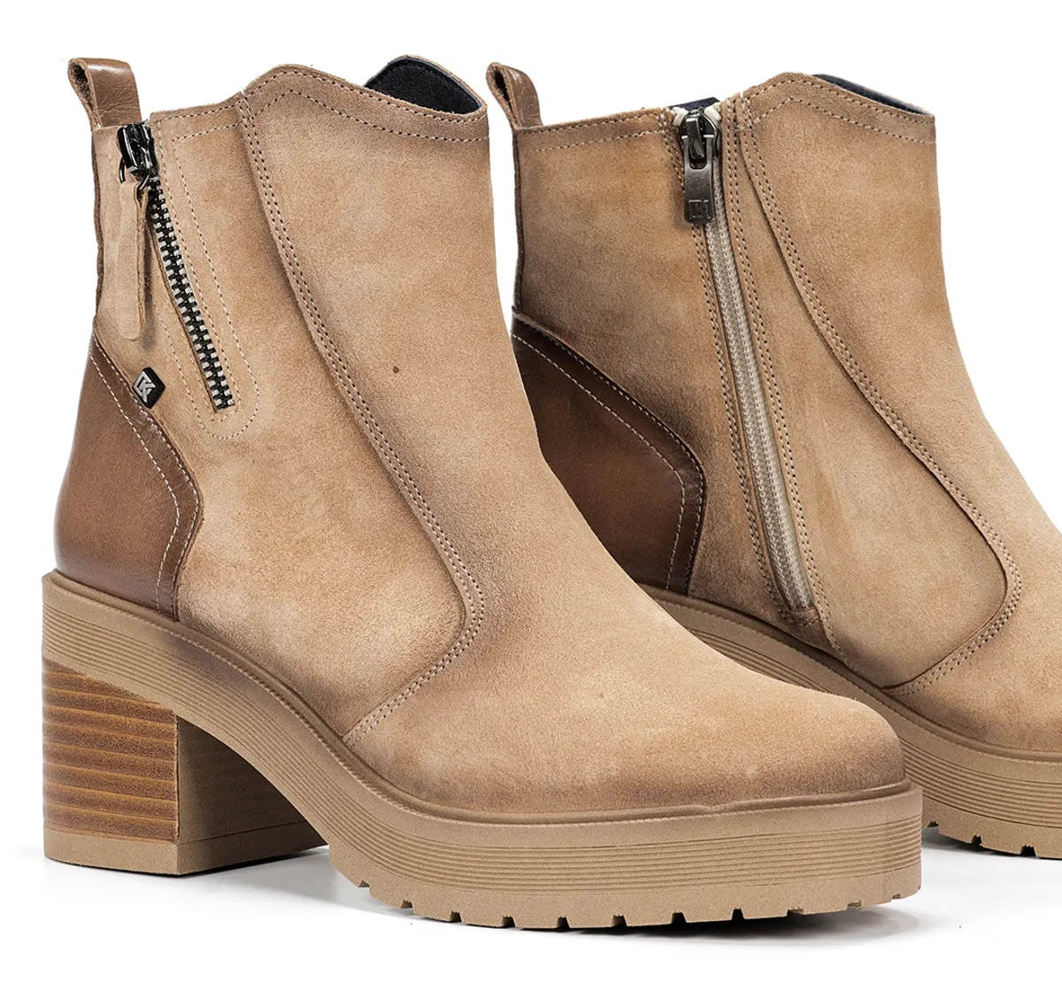 Fluchos Sarah D9353 stivaletto donna taupe tacco largo
