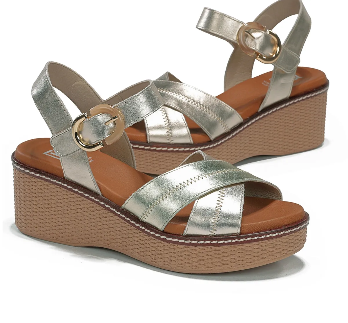 Fluchos Nido D9640 sandalo zeppa donna dorato