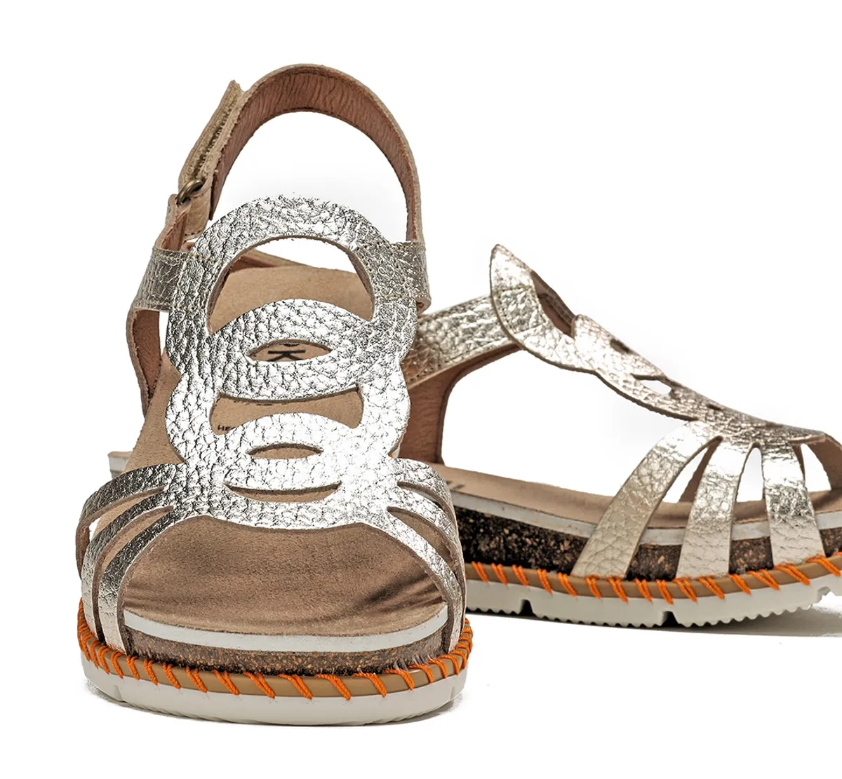 Fluchos Sport D9322 Sandali Donna Oro Chiusura Velcro