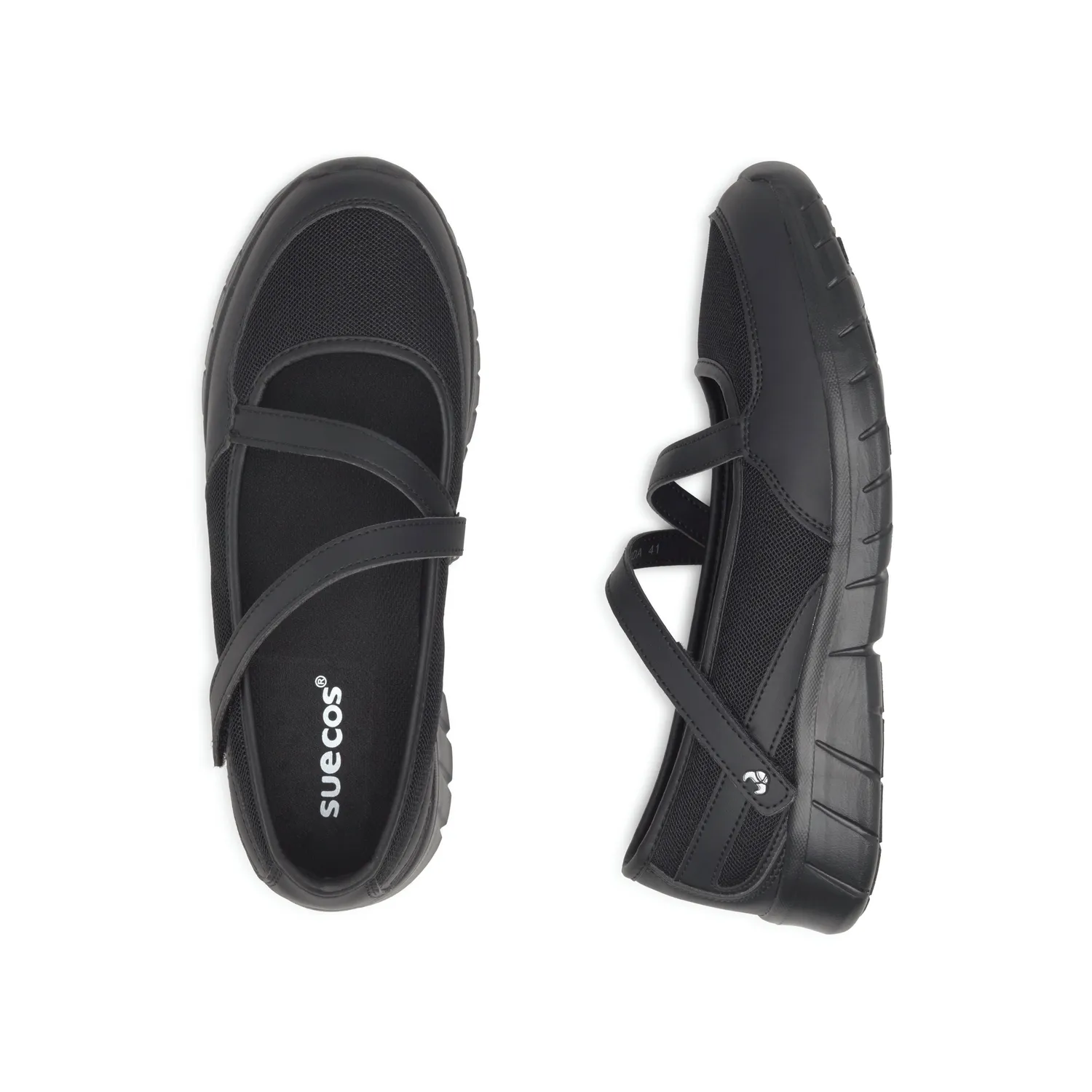 Suecos Frida ballerine lavoro nere con velcro