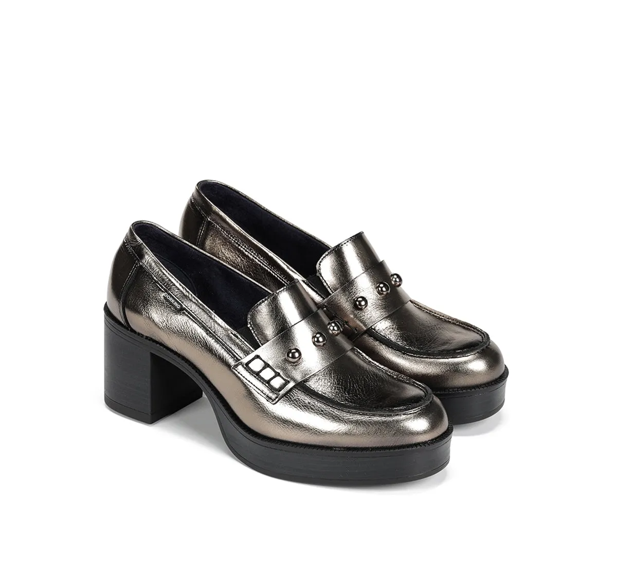 Fluchos Bowy D9586 mocassini donna argento tacco