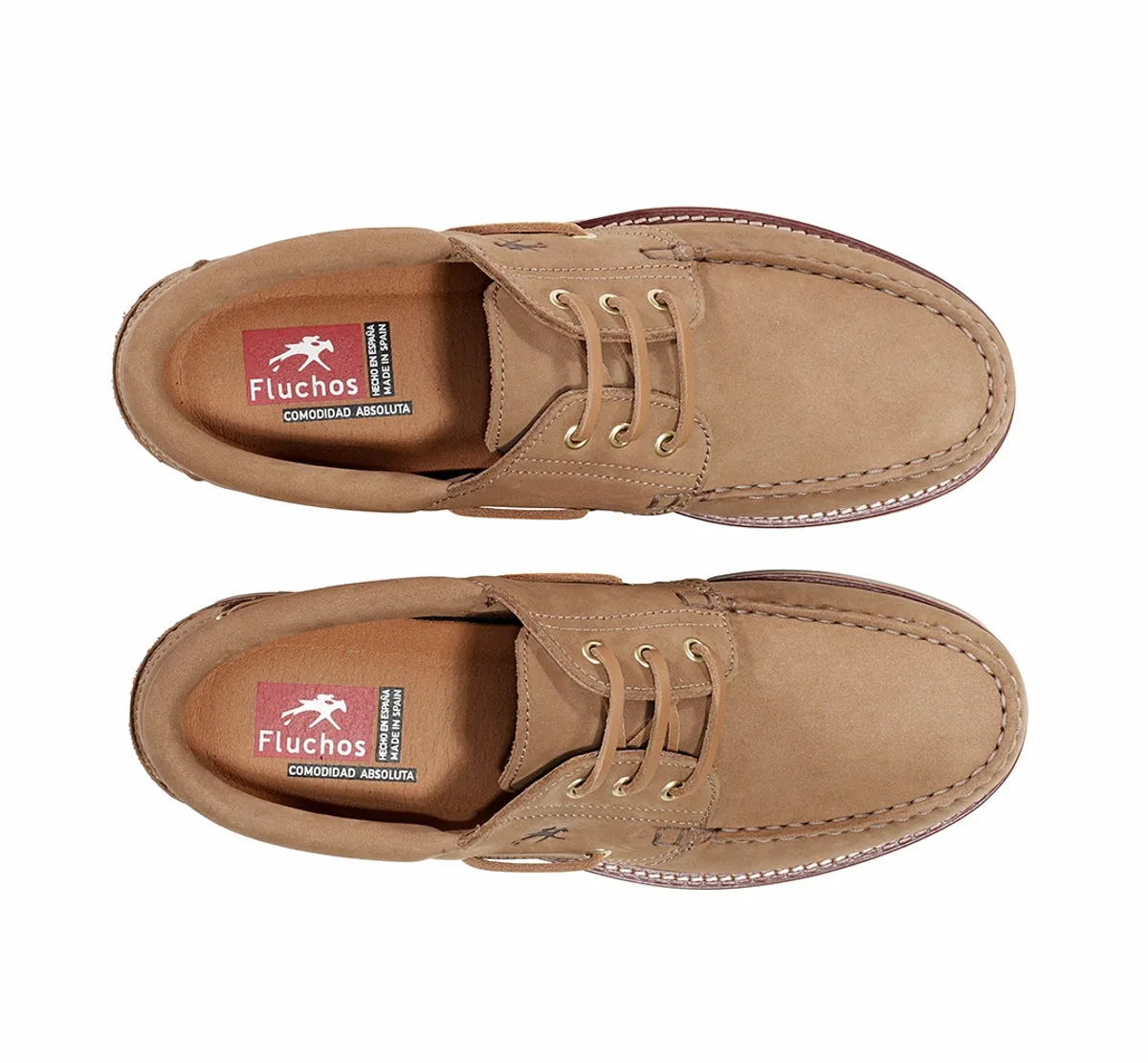 Fluchos Scott F0054 scarpe da barca uomo marroni suola gomma