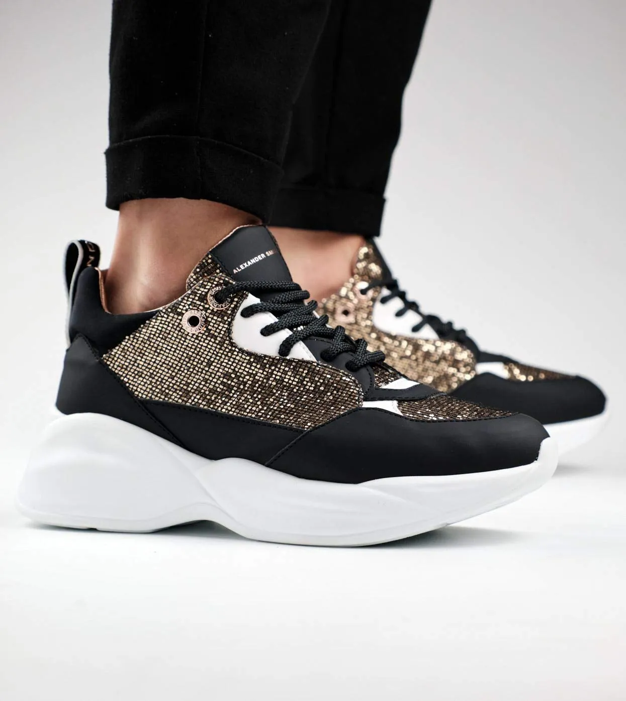 Alexander Smith London Eye sneakers donna gold plateau pelle