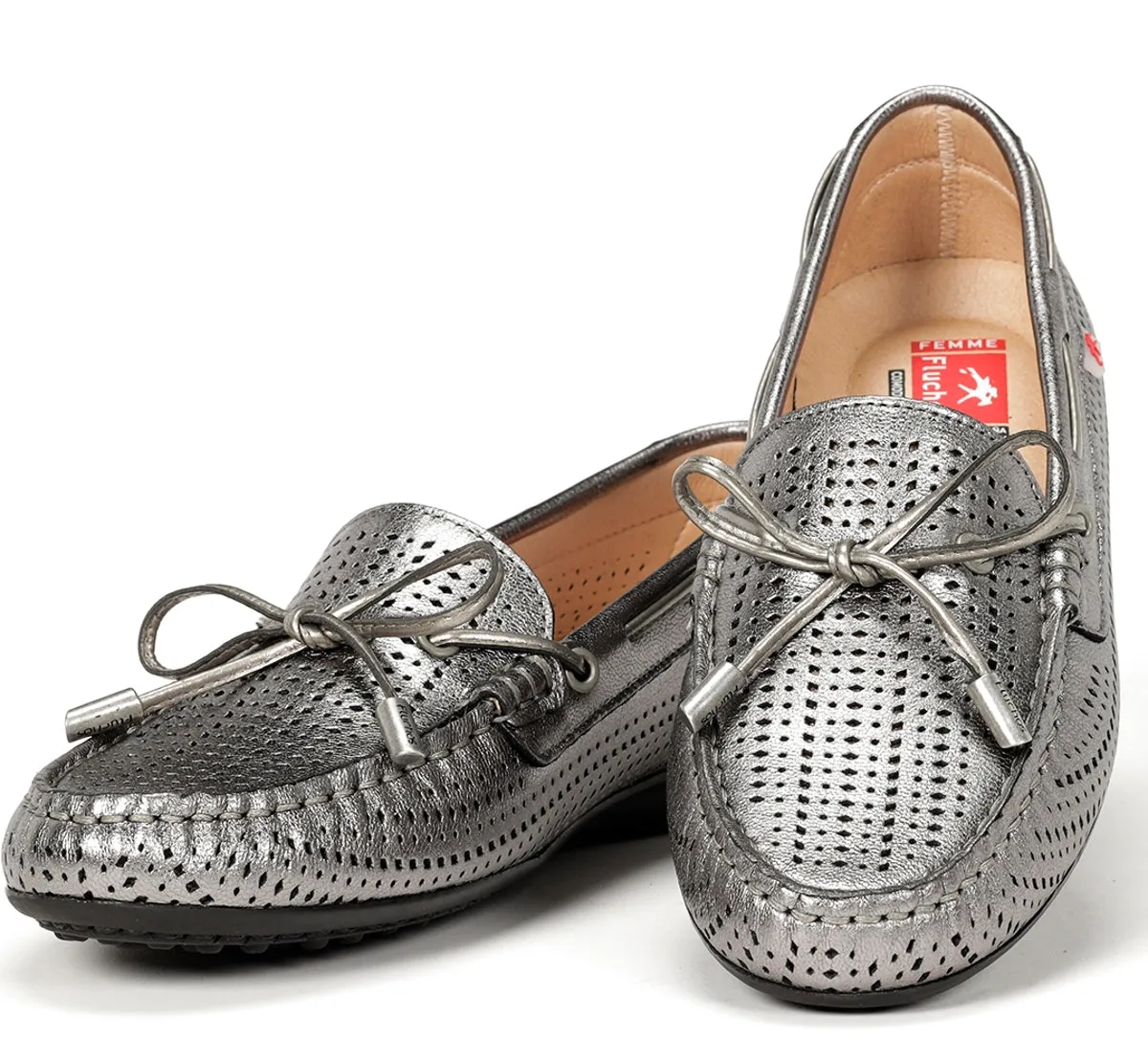 Fluchos Bruni F1428 mocassini donna argento pelle
