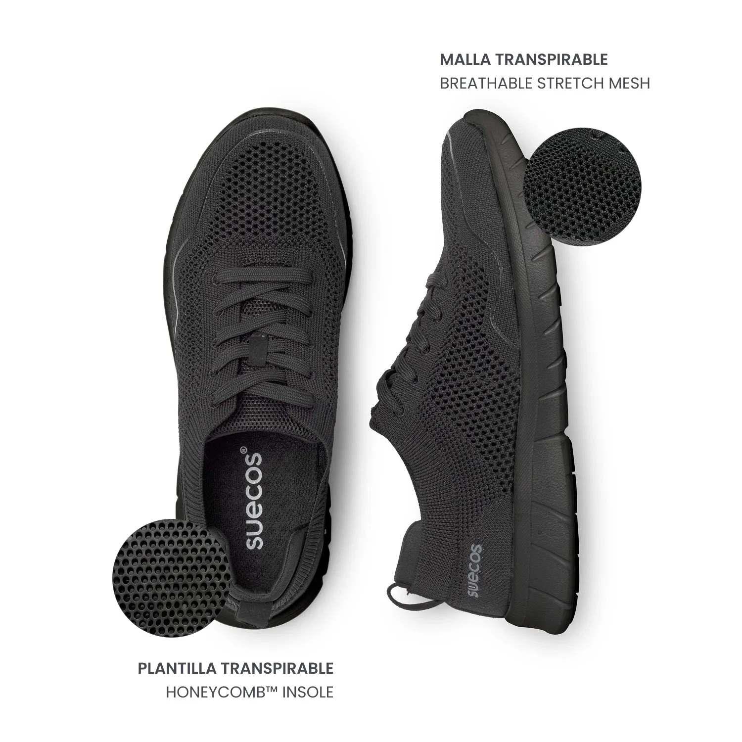 Suecos Lätt scarpe lavoro unisex nere in mesh