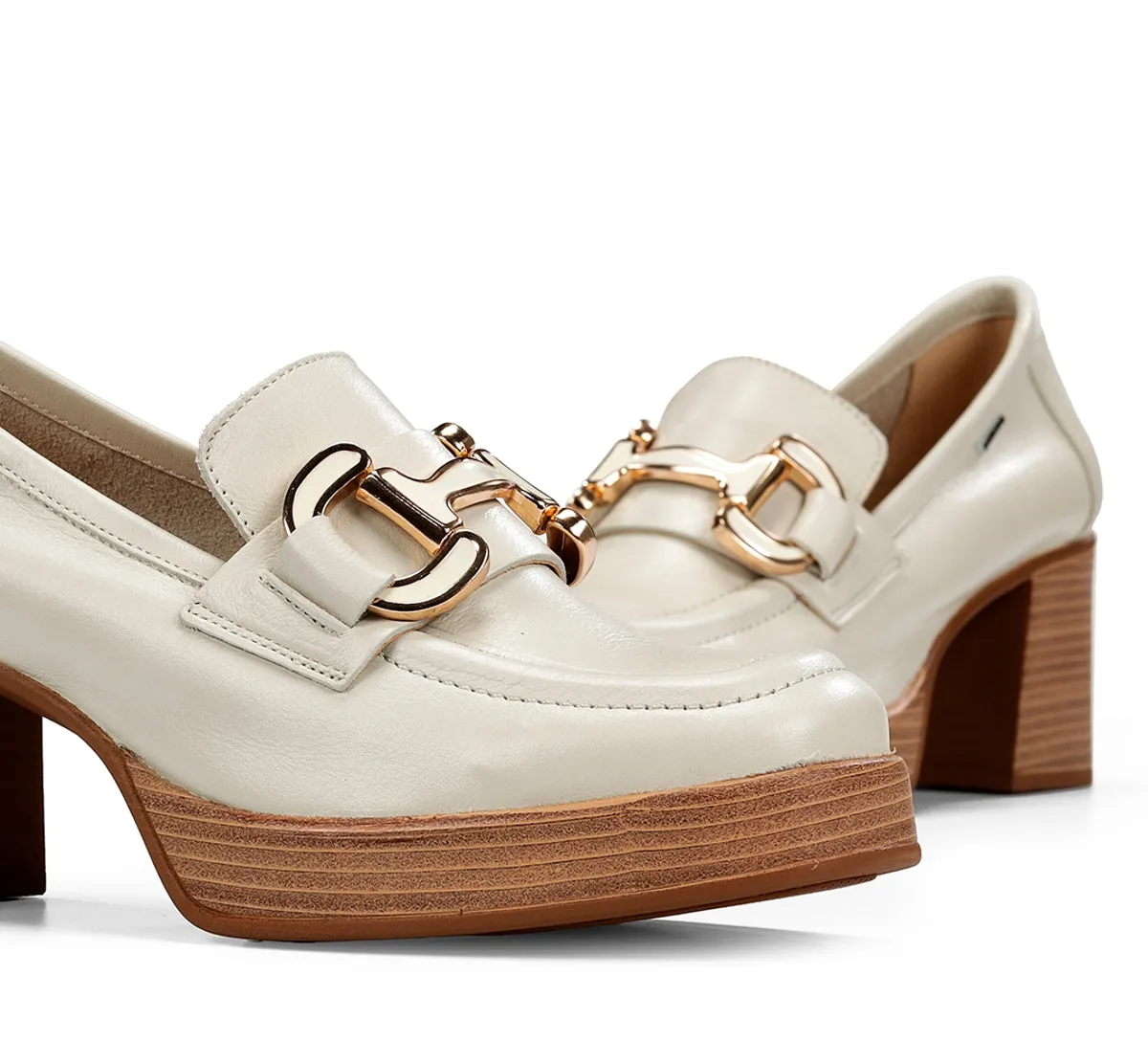Fluchos Dorking Cristel D9232 mocassino bianco donna zeppa