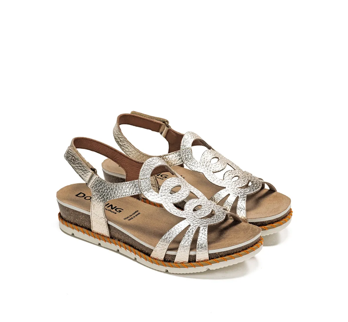 Fluchos Sport D9322 Sandali Donna Oro Chiusura Velcro