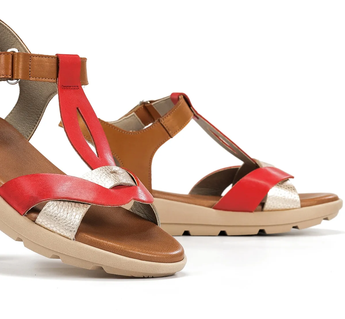 Dorking Gandia D9466 sandali donna rossi fibbia