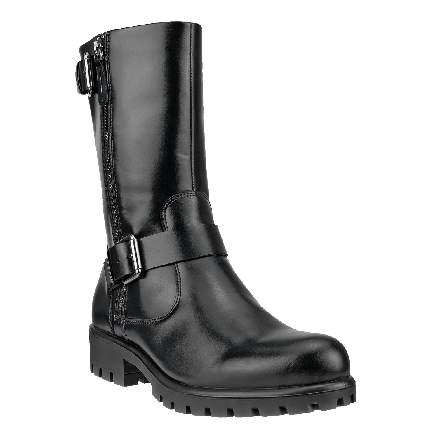 Ecco Modtray Moto stivali donna mid-calf pelle fibbie