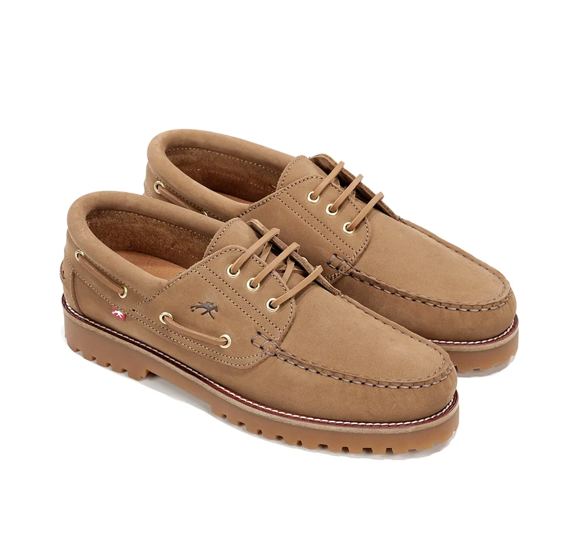 Fluchos Scott F0054 scarpe da barca uomo marroni suola gomma