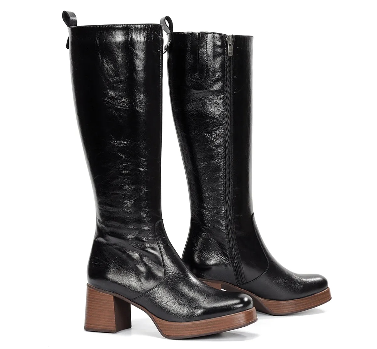 Fluchos Cristel D9339 Stivali Donna Neri Plateau