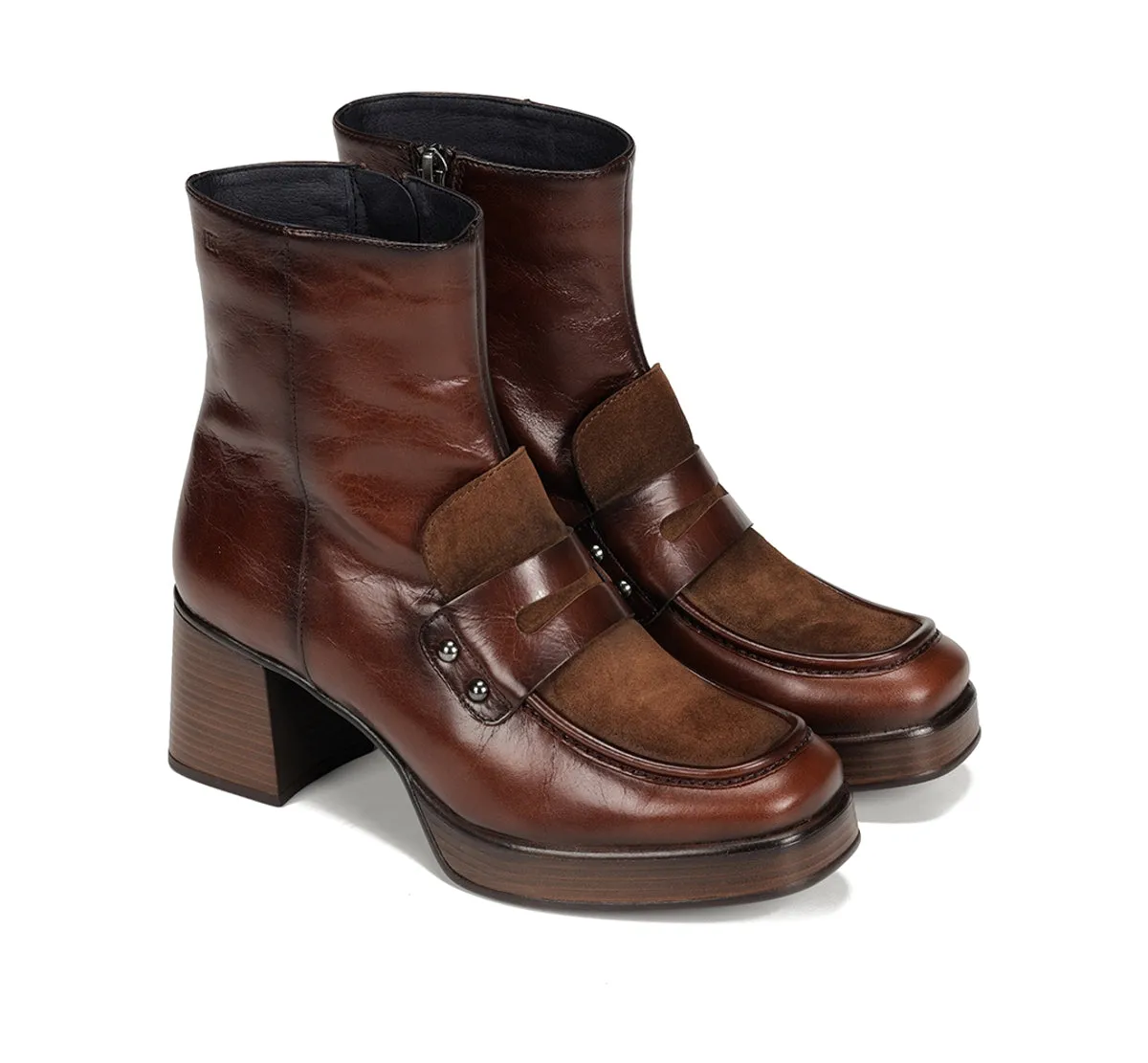 Fluchos Cristel D9158 tronchetti plateau marroni donna