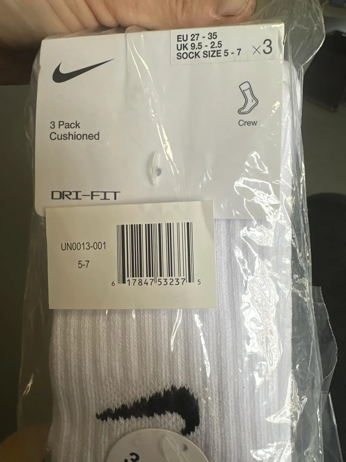 Nike Socks calze sportive unisex 3 paia cotone bianche
