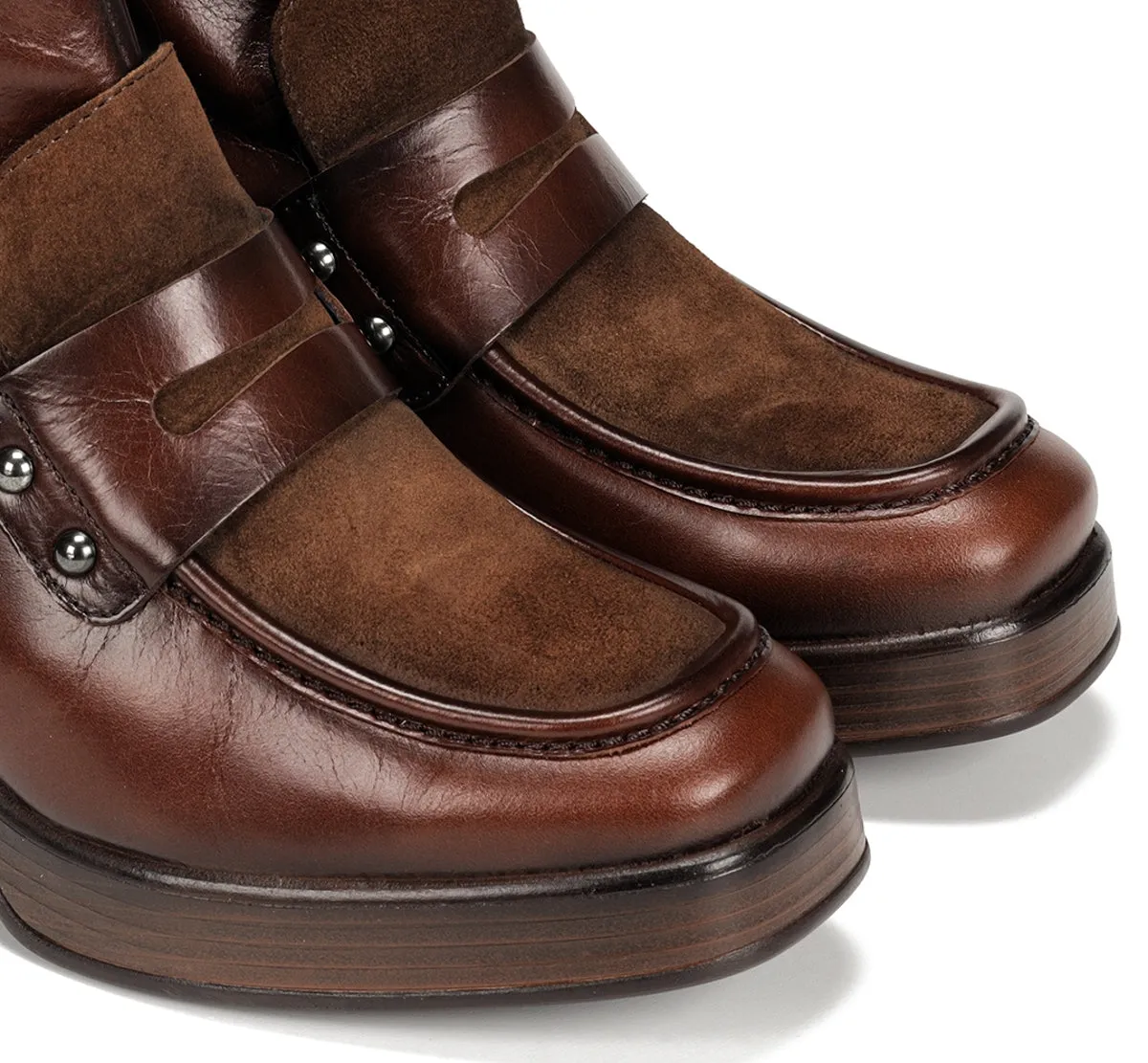 Fluchos Cristel D9158 tronchetti plateau marroni donna