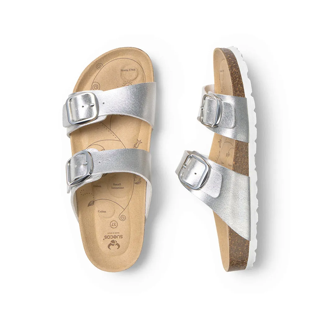 Suecos Vind sandali argento piani