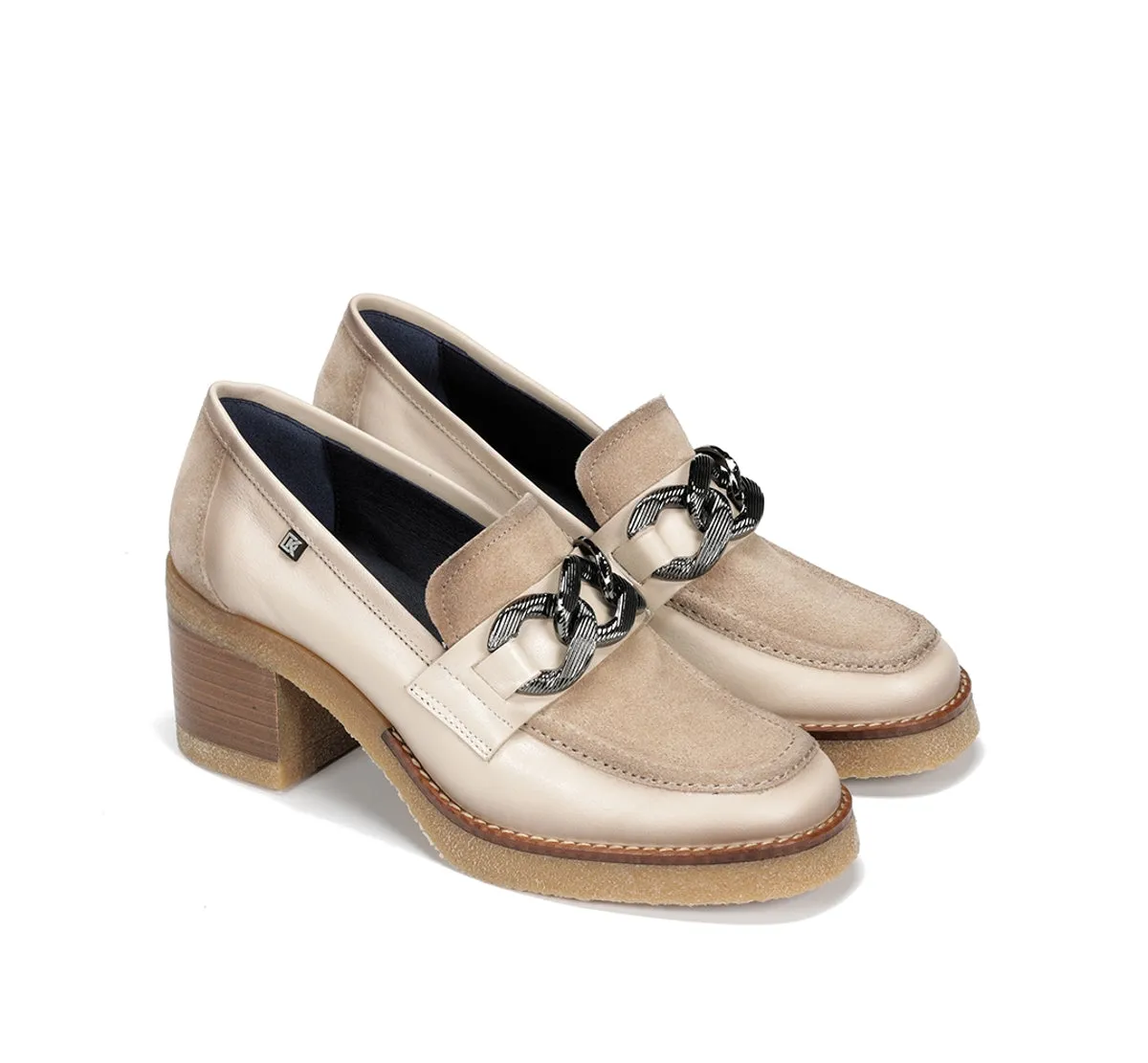 Fluchos Oprah D9193 mocassini tortora tacco medio