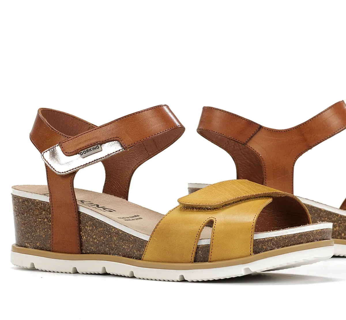 Fluchos Gold D9512 sandali zeppa donna gialli
