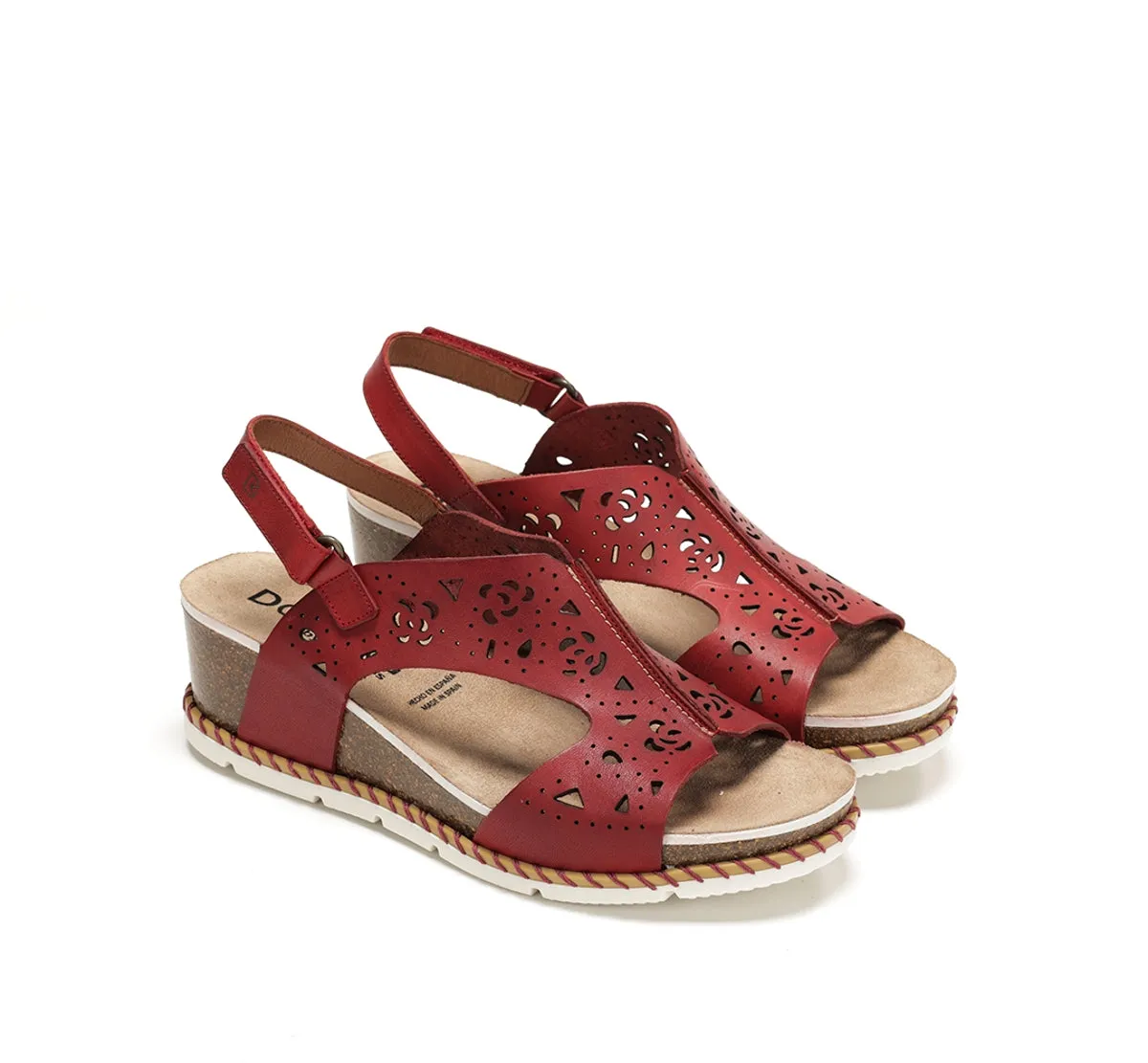Dorking Gold D9319 sandali zeppa rossi donna