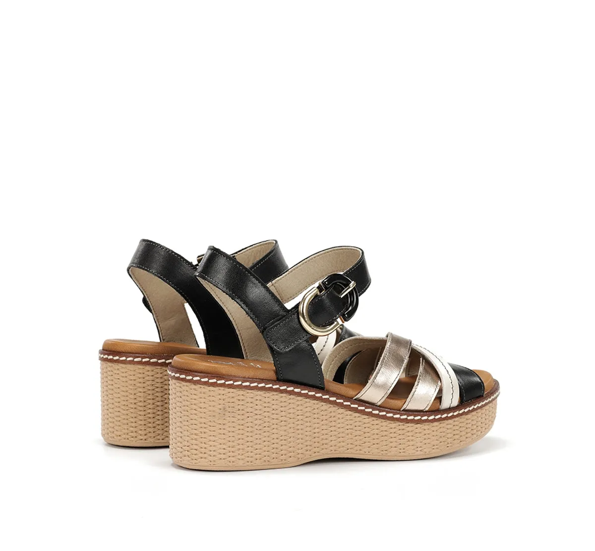 Fluchos Nido D9639 sandali donna neri zeppa