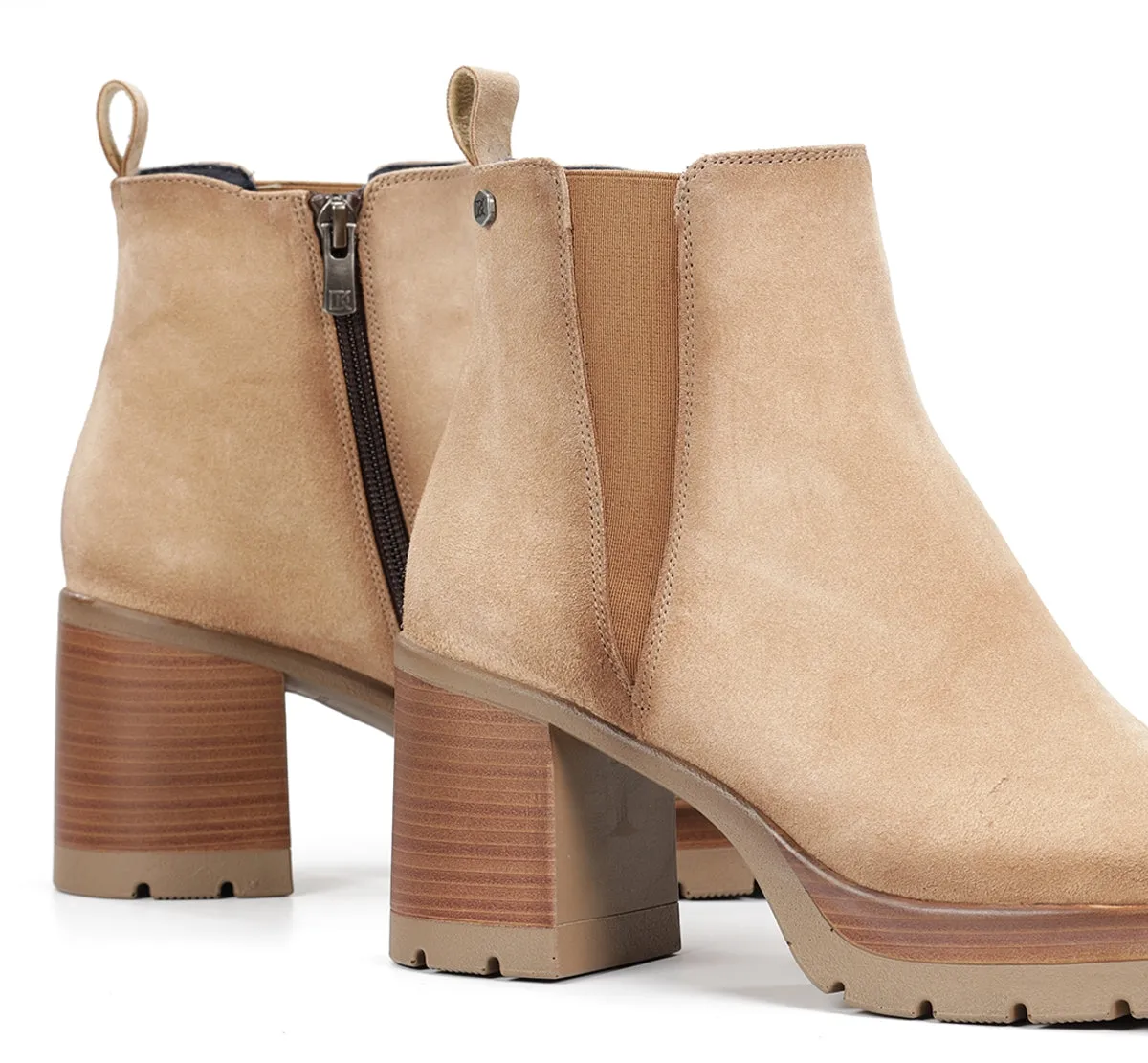 Fluchos Dorking Safe D9414 stivaletti donna taupe tacco legno