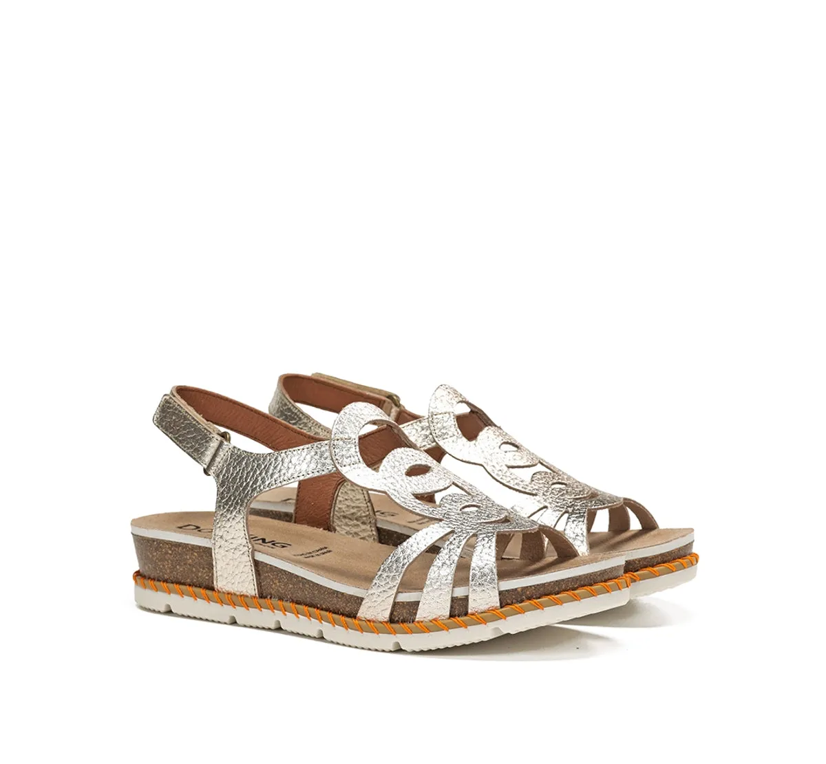 Fluchos Sport D9322 Sandali Donna Oro Chiusura Velcro