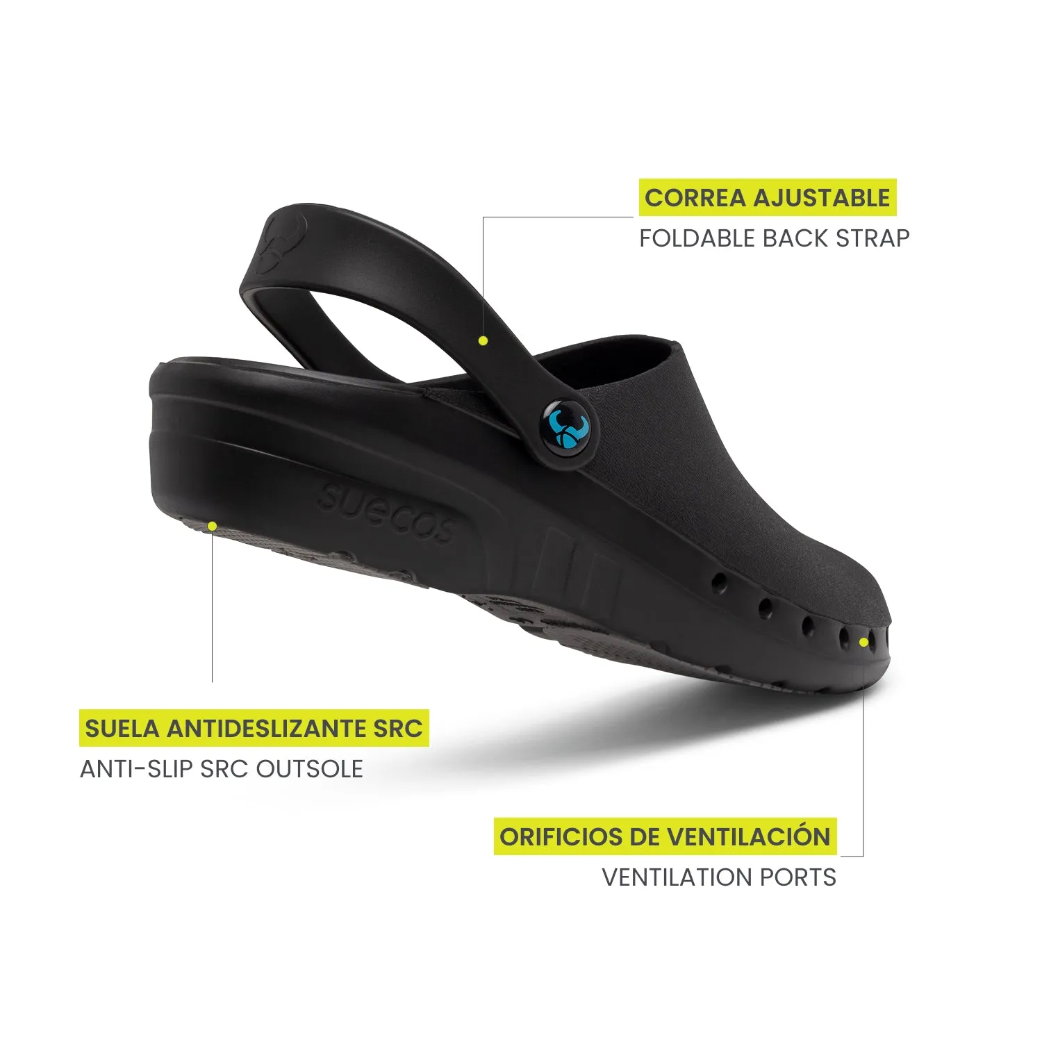 Suecos Oden+ zoccoli unisex neri antiscivolo