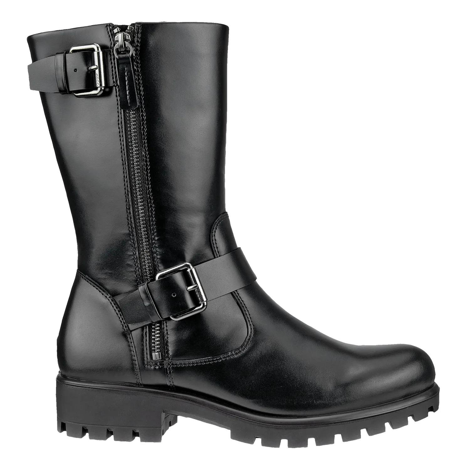 Ecco Modtray Moto stivali donna mid-calf pelle fibbie