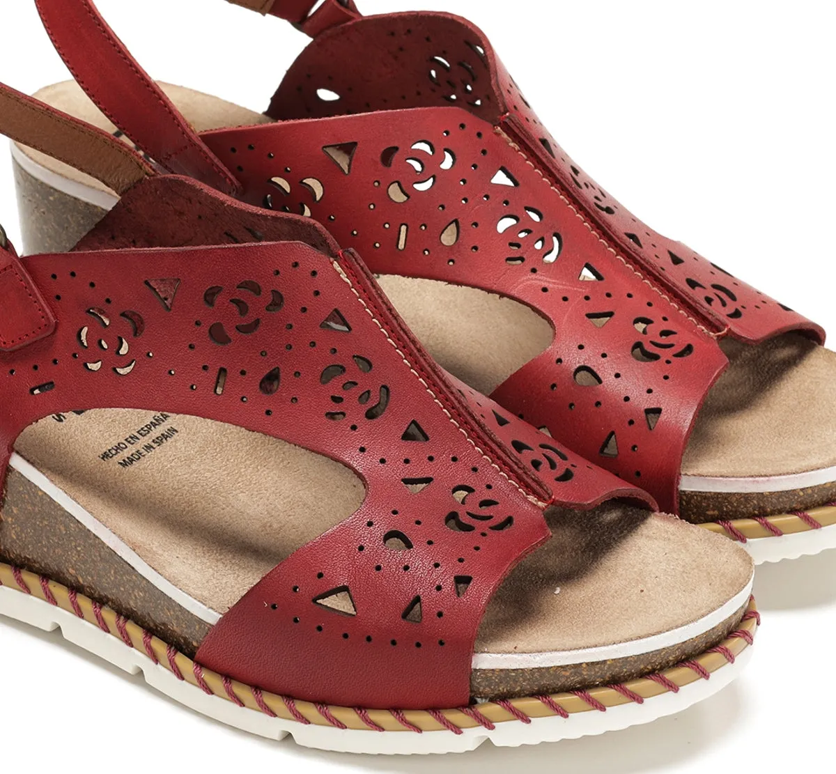 Dorking Gold D9319 sandali zeppa rossi donna