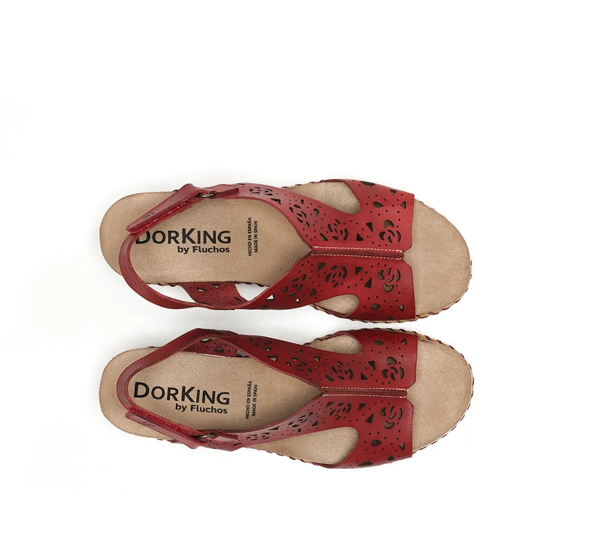 Dorking Gold D9319 sandali zeppa rossi donna