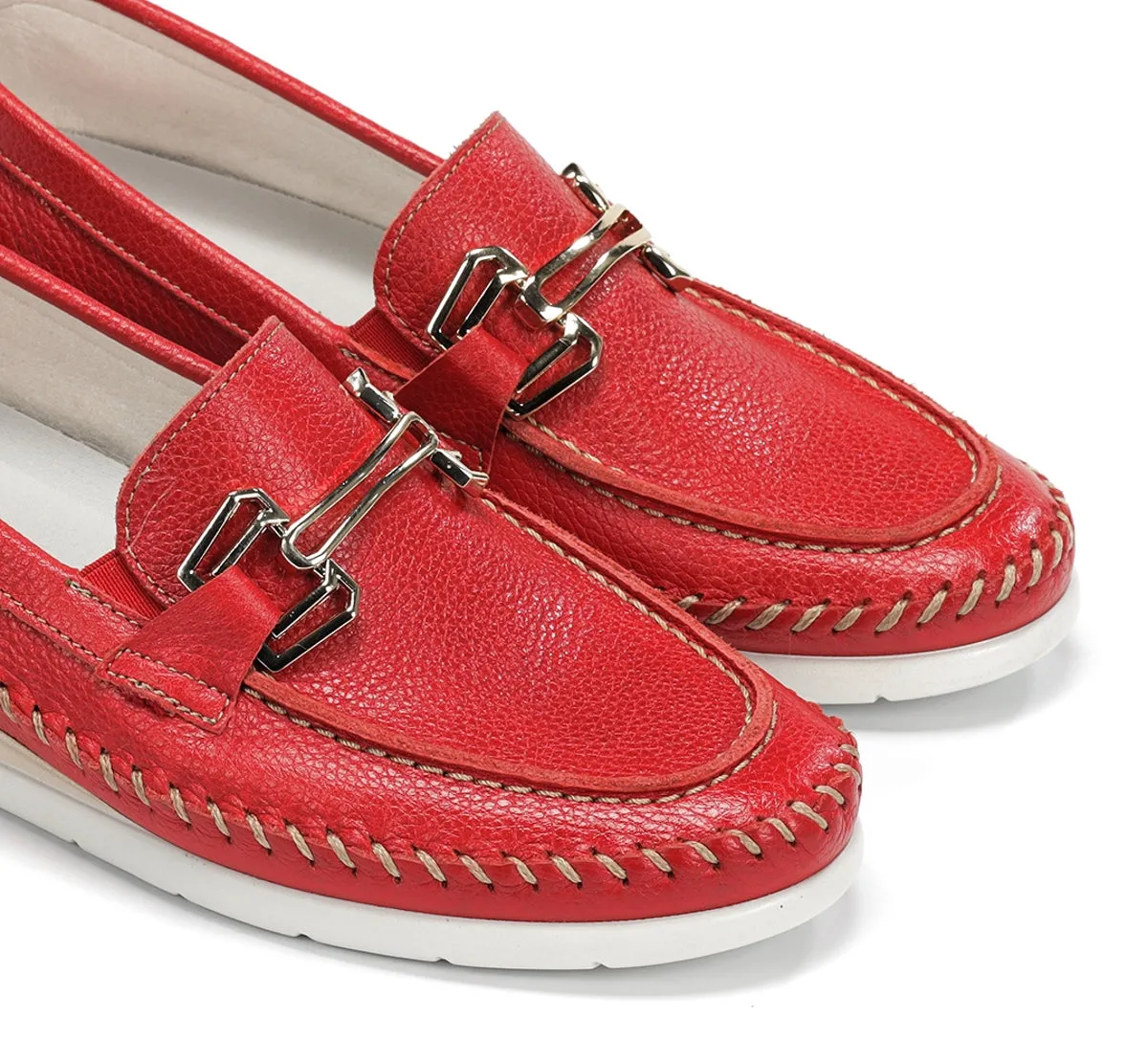 Fluchos Sella F2141 mocassini donna rossi zeppa